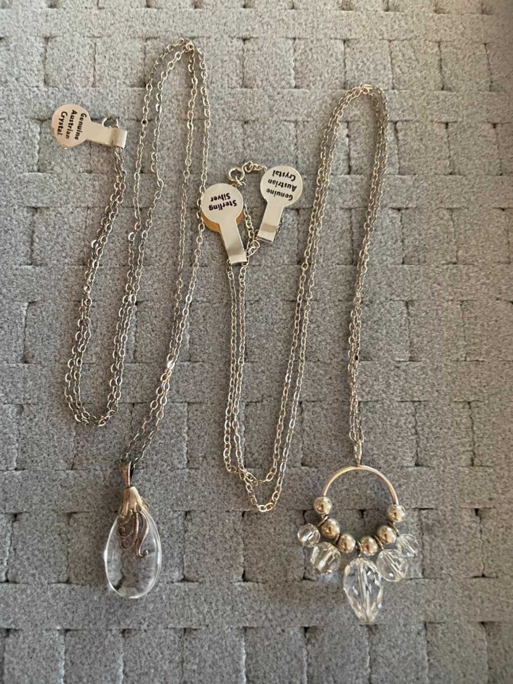 NWT Jewelry Bundle Sterling Silver 2 Necklaces 30" Cellini Crystal Pendants